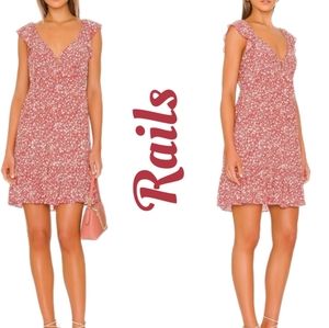 Rails Womens Anika Red Ditsy Floral Mini Dress Sz XL Baby Doll Style Lite-Flowy